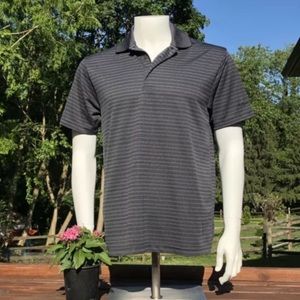 Ben Hogan Performance Golf Polo Shirt Mens M Black Gray Embossed Striped Rugby